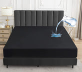 Poly Cotton Waterproof Mattress Protector - Black
