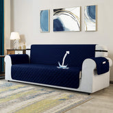 Waterproof Cotton Quilted Sofa Cover - Sofa Runners (Blue)