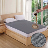 Terry Cotton Waterproof Mattress Protector Grey Color Fitted Style