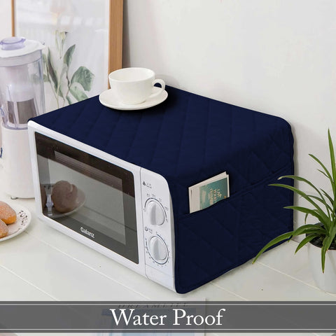 Waterproof Quilted Microwave Oven Cover - Navy Blue