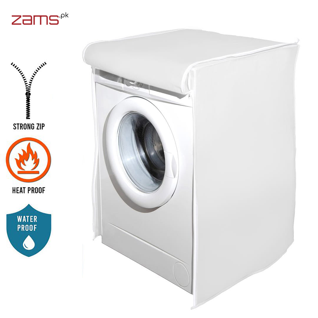 Waterproof Front Loaded Washing Machine Cover (White Color - All Sizes Available)