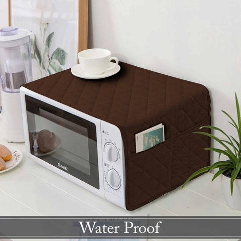 Waterproof Quilted Microwave Oven Cover - Chocolate Brown