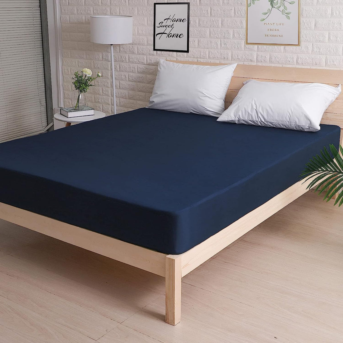 Poly Cotton Waterproof Mattress Protector - Blue