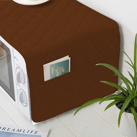 Waterproof Quilted Microwave Oven Cover - Brown