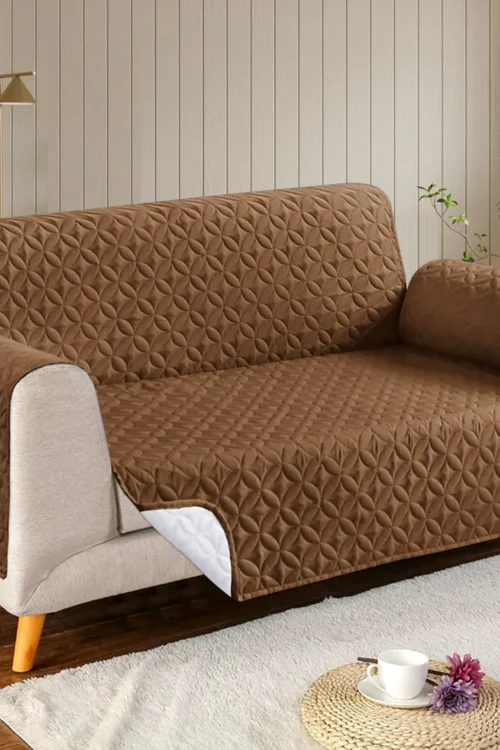 Brown – Ultrasonic Quilted Sofa Cover-Sofa Runner