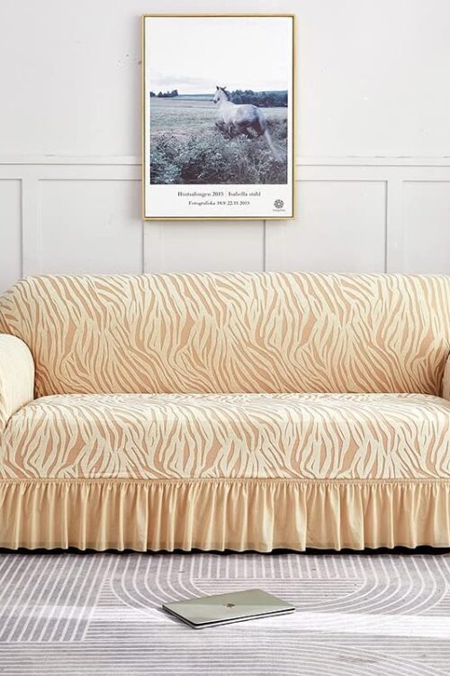 Skin Brown Zebra Velvet Sofa Cover