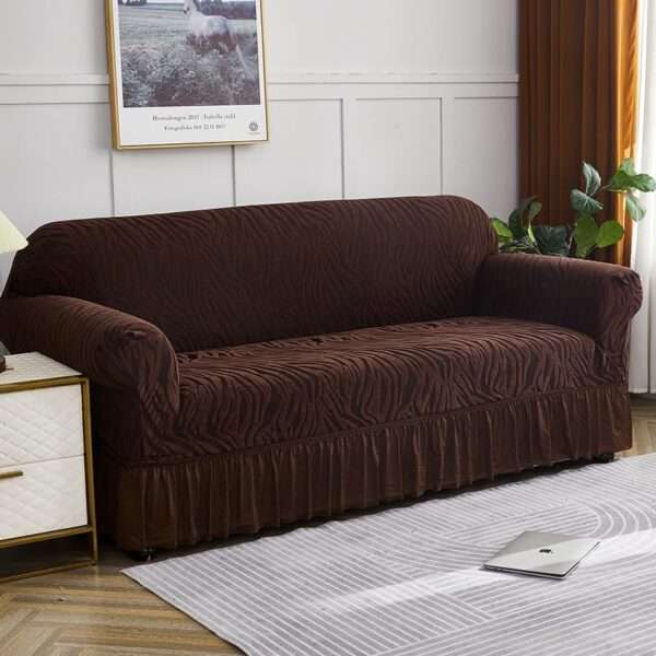 Brown Zebra Velvet Sofa Cover - Image 3