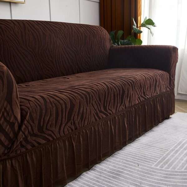 Brown Zebra Velvet Sofa Cover - Image 2