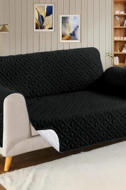 Black – Ultrasonic Quilted Sofa Cover-Sofa Runner