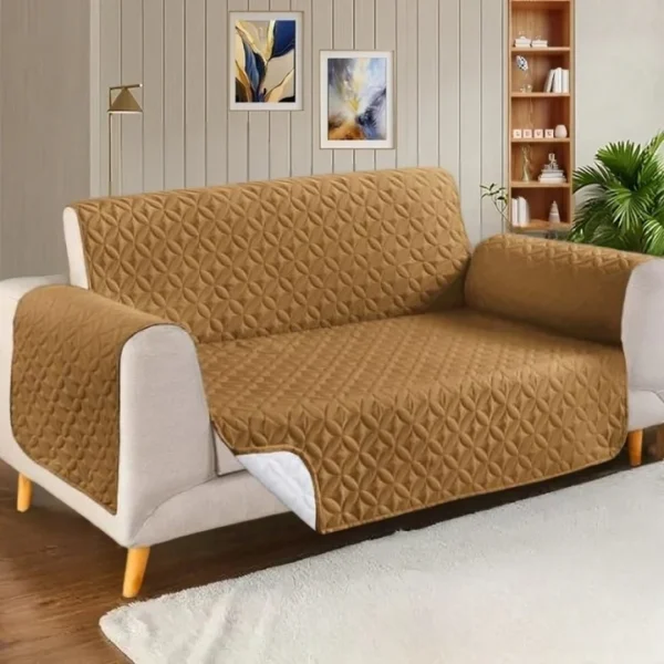 Copper Brown - Ultrasonic Quilted Sofa Cover-Sofa Runner