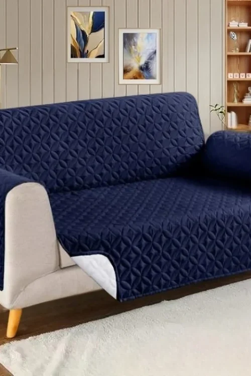 NavyBlue – Ultrasonic Quilted Sofa Cover-Sofa Runner