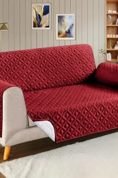 Maroon – Ultrasonic Quilted Sofa Cover-Sofa Runner