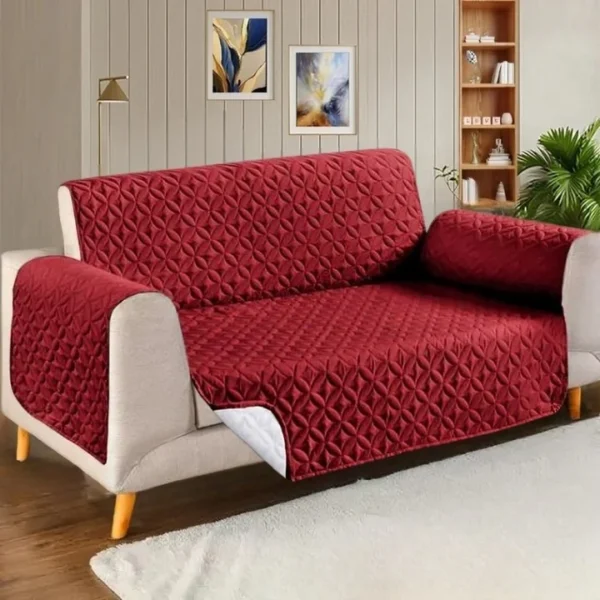 Maroon - Ultrasonic Quilted Sofa Cover-Sofa Runner