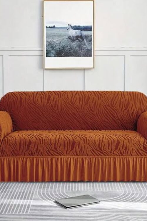 Copper Brown Zebra Velvet Sofa Cover