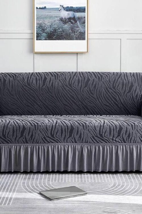 Gray Zebra Velvet Sofa Cover