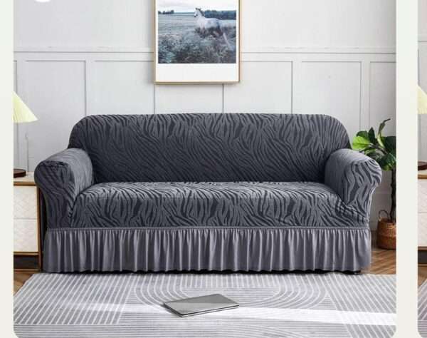 Gray Zebra Velvet Sofa Cover