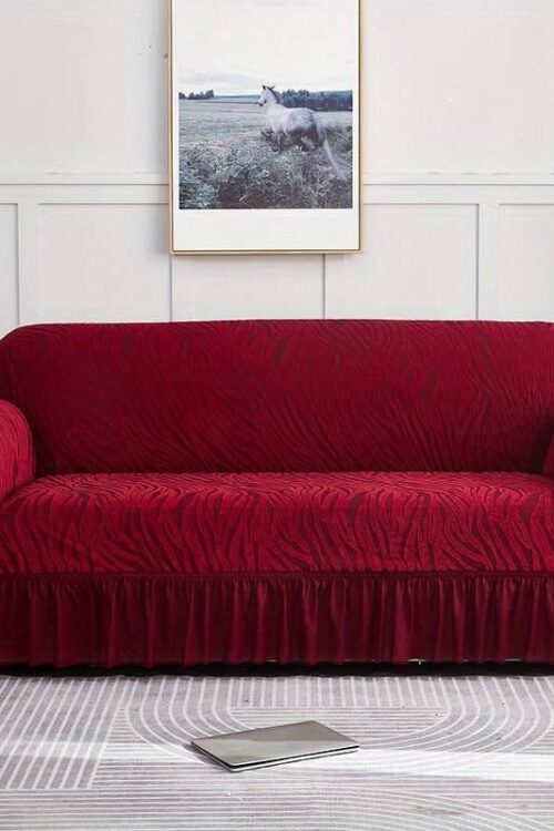 Maroon Zebra Velvet Sofa Cover