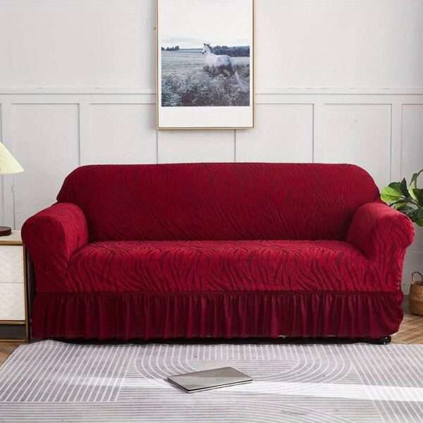 Maroon Zebra Velvet Sofa Cover