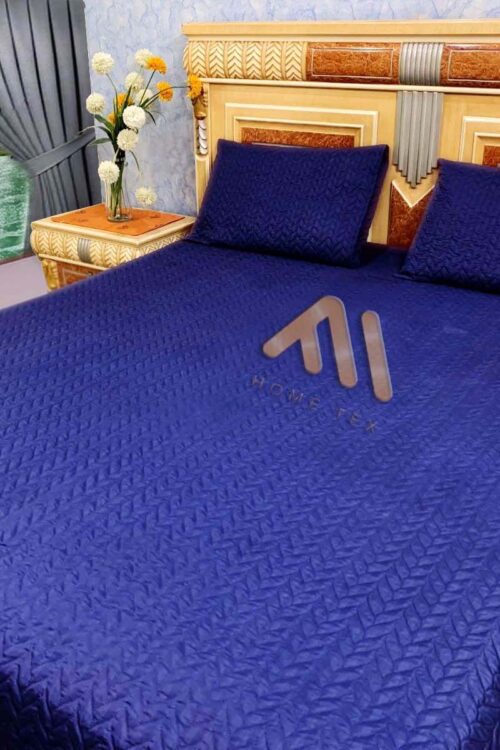 Blue Quilted micro fabric Bedsheet