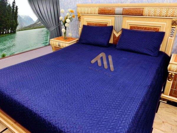 Blue Quilted micro fabric Bedsheet