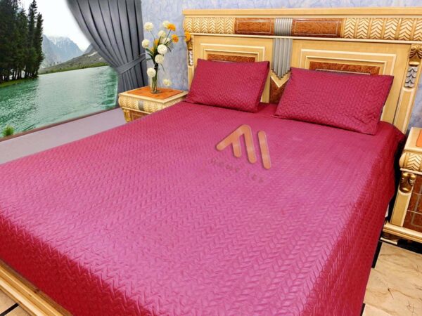 Maroon Quilted micro fabric Bedsheet