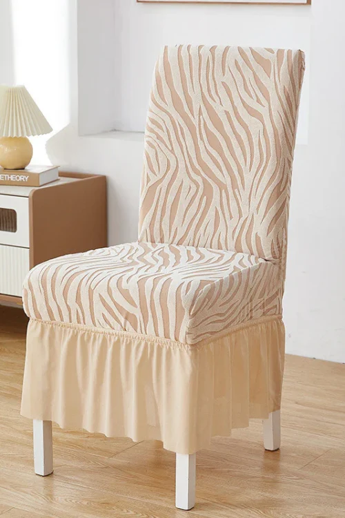 Beige – Zebra Velvet Chair Cover