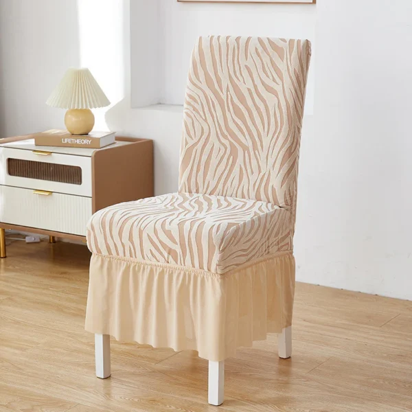 Beige - Zebra Velvet Chair Cover