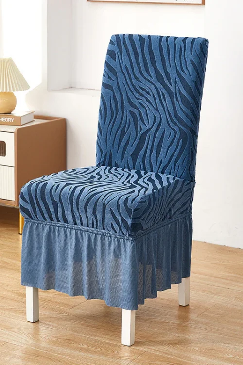 Blue – Zebra Velvet Chair Cover