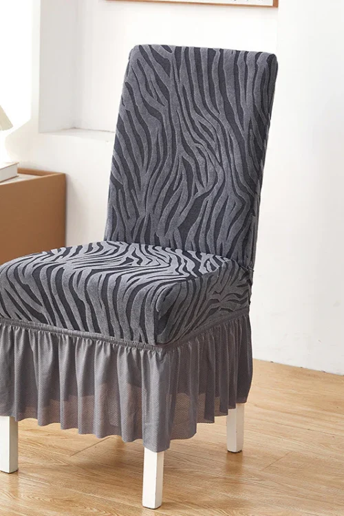 Gray – Zebra Velvet Chair Cover